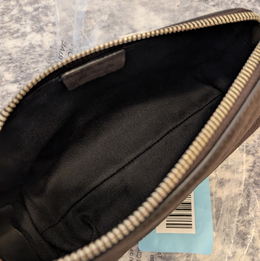 Madewell Suede Leather Dark Carob Brown Makeup Pouch with Gold Hardware - Picture 6 of 7